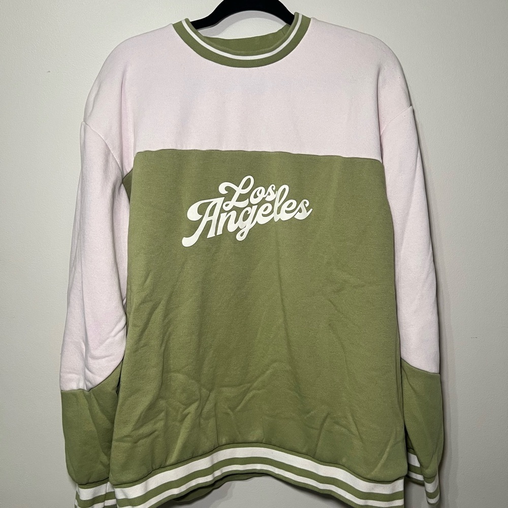 Los Angeles Crewneck Men's Sweater - Green and White